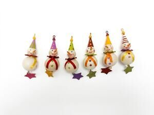 Dept 56 Patience Brewster Krinkles Snowman Ornaments Set of 6 Vintage Christmas
